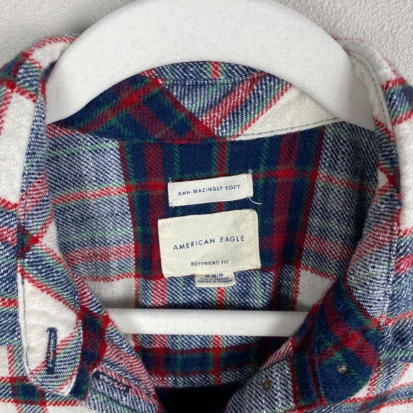 American Eagle Ahh-mazingly Soft Boyfriend Fit Plaid Flannel Shirt - Size Medium - Picture 5 of 7
